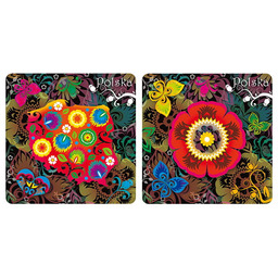 Podkładki korkowe Polska folk zestaw 2 szt. kwiaty