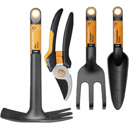 Fiskars Narzędzia Ogrodnicze Zestaw Łopatka Widełki Motyczka Sekator