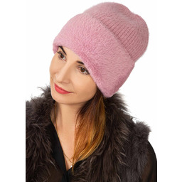 Czapka zimowa damska pudrowy róż