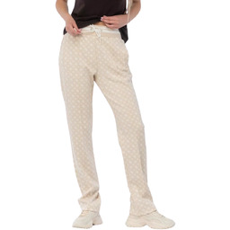 GUESS Beżowe damskie spodnie dresowe w monogram New