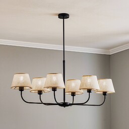 TK Lighting Żyrandol Chicago, 6-punktowy, lniane klosze