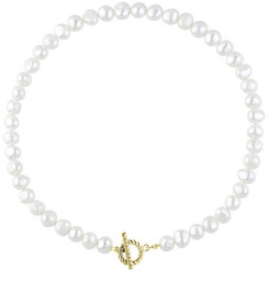 Elegancki naszyjnik z pereł hodowanych z ozdobnym, pozłacanym