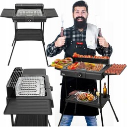 Duży Stojący Grill Elektryczny Ogrodowy Termostat 2400W 6W1
