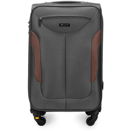 Średnia walizka miękka M Solier STL1801 ciemnoszara-brązowa