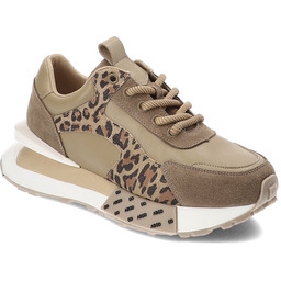 Beżowe Sneakersy Artiker Modne Obuwie Damskie Panterka