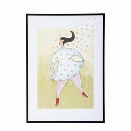 Bloomingville AJO Ilustracja - Grafika Dekoracyjna w Drewnianej