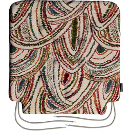 Poduszka na krzesło Adam, czerwono-zielone łuki na kremowym