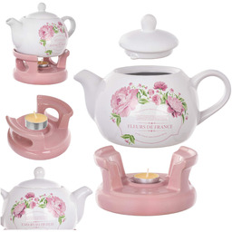 Dzbanek ceramiczny z podgrzewaczem Irais 1L kwiatki