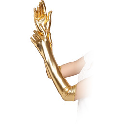 Zmysłowe długie erotyczne rękawiczki w kolorze złotym 45