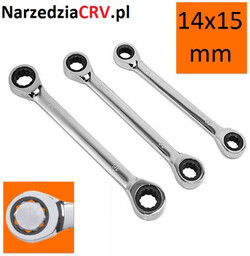 Klucz oczkowy dwustronny z grzechotką 14x15mm