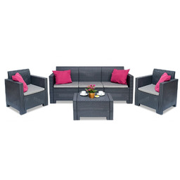 Zestaw mebli technorattanowych z sofą 3-osobową Nebraska Coffee