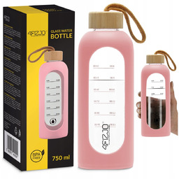 BUTELKA SZKLANA NA WODĘ BIDON MOTYWACYJNA SZCZELNA SILIKONOWE