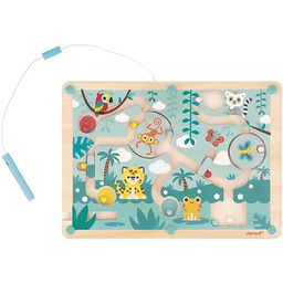 Janod - Labirynt magnetyczny z drewnianymi kulkami tropikalnymi