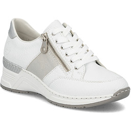 Półbuty damskie sneakersy na zamek białe Rieker N4322-80