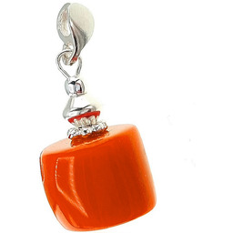 Naturalny Koral Elegancki Wisiorek Srebro