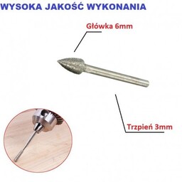 Frez choinka diamentowy, ściernica 6 mm