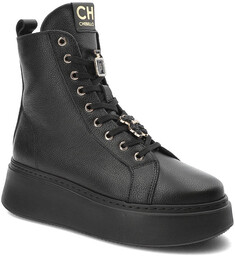 CheBello Czarne Botki Skórzane Buty Damskie