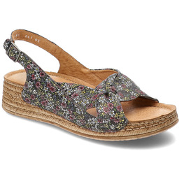 Pollonus Kolorowe Sandały Eleganckie Obuwie Damskie W Kwiaty