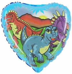Balon foliowy serce Dinozaury - 46 cm -
