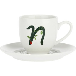 Porcellana Solotua kubek do kawy z spodkiem litera