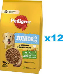 PEDIGREE Junior 12x500 g z drobiem i warzywami