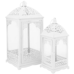 Komplet 2 latarenek metalowych zdobienie ażurowe 12 x