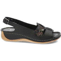 Pollonus Czarne Sandały Wygodne Obuwie Damskie