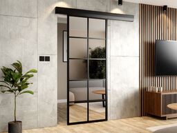 Drzwi Przesuwne Szklane Loft w ramie Lustro +
