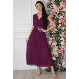 Sukienka midi plisowana z paskiem śliwka Vilonia