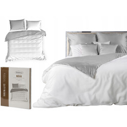 Eurofirany Pościel 200x220 Bawełna Satynowa Dwustronna Nova biały+srebrny