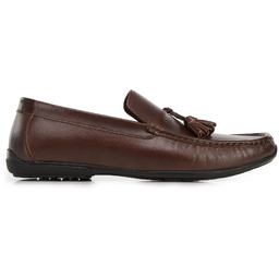 Męskie mokasyny skórzane z chwostami ciemny brąz