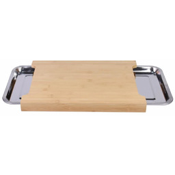 DESKA DO KROJENIA BAMBUS Z DWOMA NACZYNIAMI MISAMI