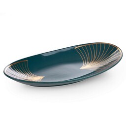 Eurofirany Patera ceramiczna Lotos 10 40x20x4 turkusowa złota