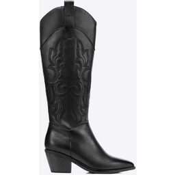 Damskie kowbojki ze skóry naturalnej z dekoracyjnym haftem