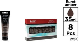 Farba akrylowa ciemno-brązowa 35ml (8szt) - Artix