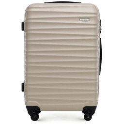 Średnia walizka z ABS-u z żebrowaniem beżowa