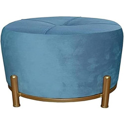 Podnóżek Dkd Home Decor Niebieski Poliester Złoty Metal