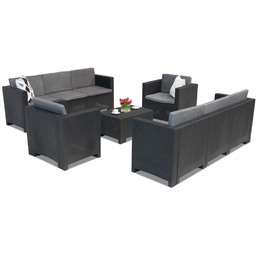 Komplet mebli technorattanowych Colorado Coffee 8 antracytowy Bica