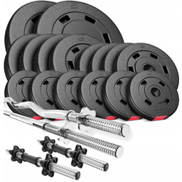 Zestaw obciążeń bitumicznych z gryfami 75kg sztanga