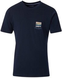 Duży T-shirt Męski z Haftem Granatowy CASAMODA