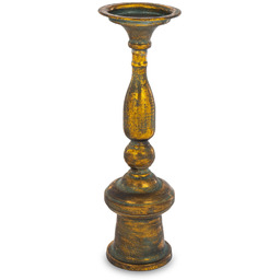 Świecznik metalowy złoty przecierany antyczny 38x11x11 159231