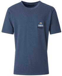 Duży T-shirt Męski z Haftem Niebieski CASAMODA