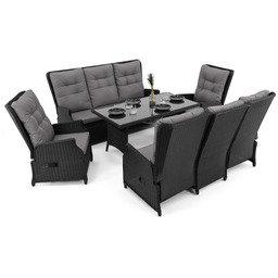 Zestaw mebli ogrodowych rozkładany ALICANTE BIG czarny technorattan,