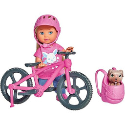 Simba Evi Na Rowerze Lalka do Zabawy, Różowy,