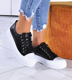 Damskie trampki na platformie Czarne