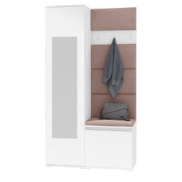 Biała garderoba do przedpokoju z szafą i lustrem