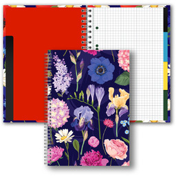 Brulion B5 160K.Kratka Z Przekładkami T0124 Kwiaty Polskie