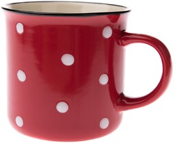 Kubek ceramiczny kropka 470 ml, czerwony