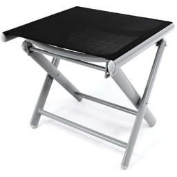 SKŁADANY TABORET OGRODOWY ALUMINIOWY Z SIEDZISKIEM TEXTILENE CZARNY