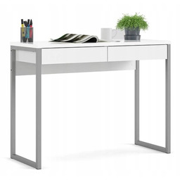 Biurko białe proste 2 Szuflady 102 x 40